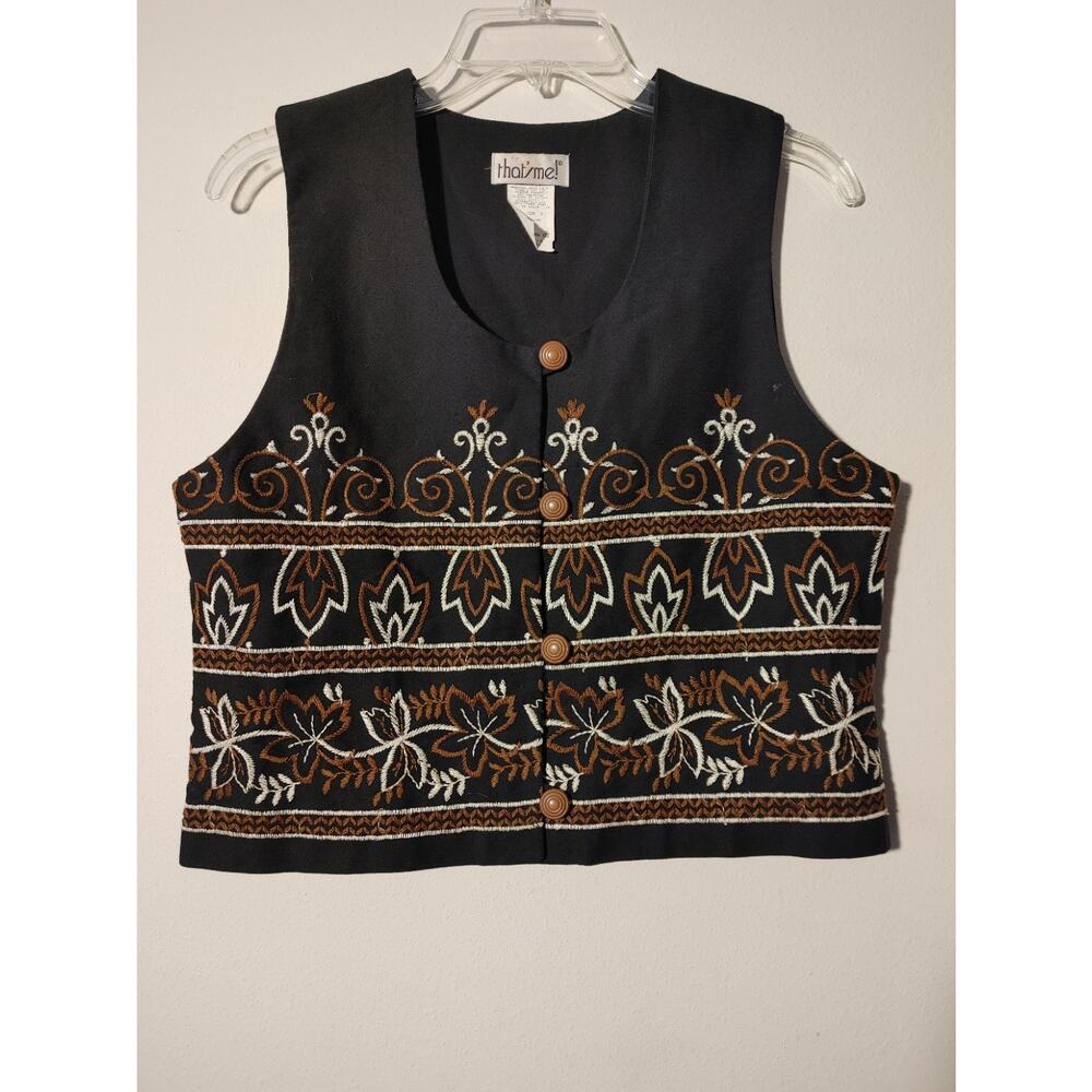 Vintage That's Me! Embroidered Button Up Vest Sz. 3/4